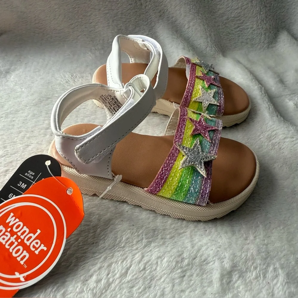 Wonder Nation Kids Rainbow Star Sandals Girls Size 5 New